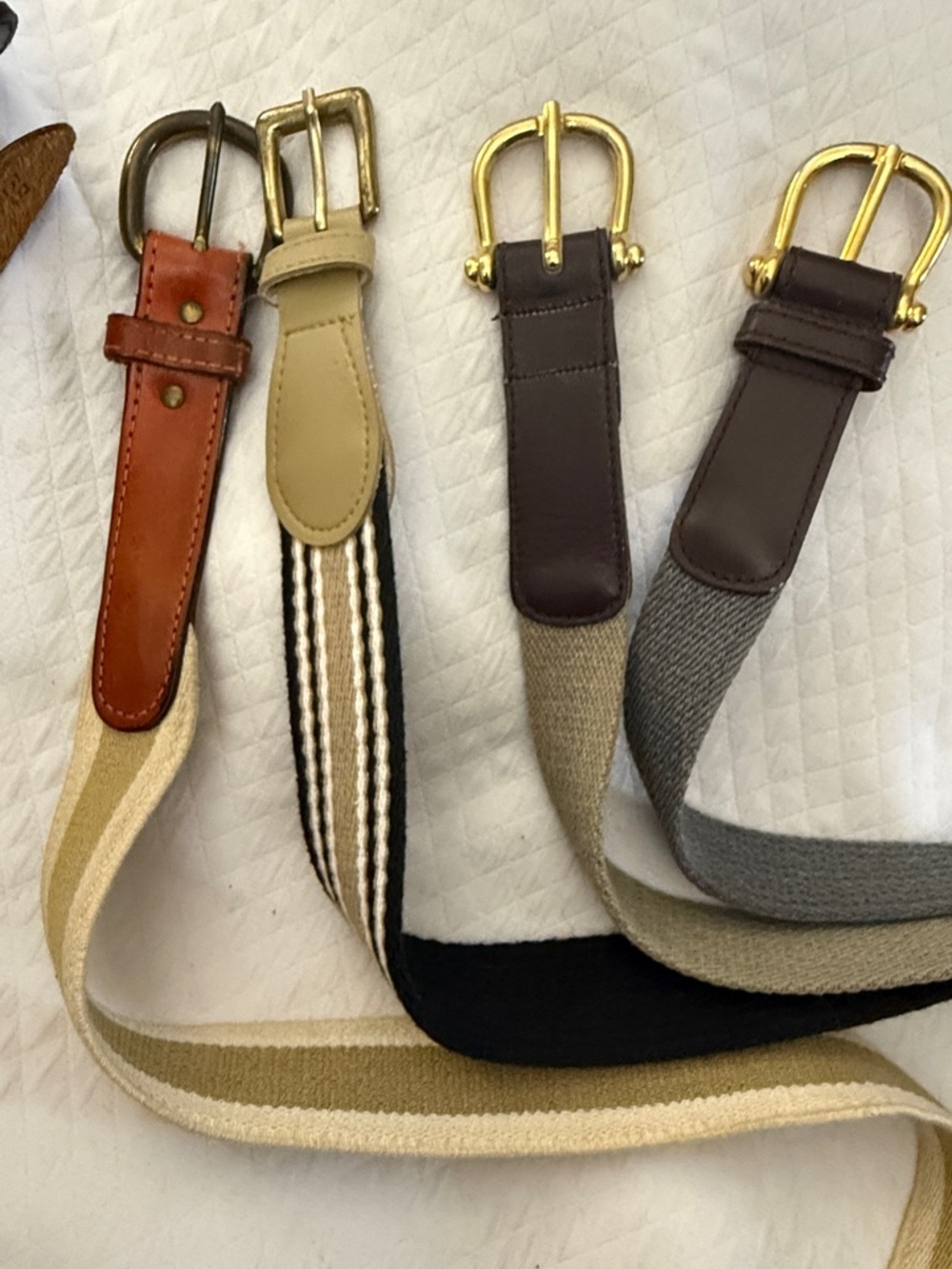 Lot of 4 Vintage Surcingle Belts - Leather & Canvas - Preppy Equestrian